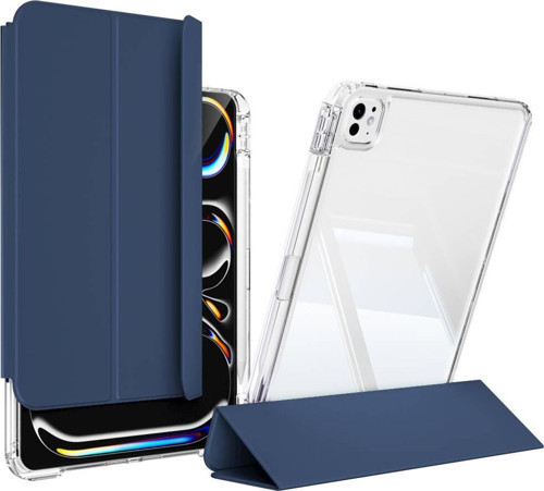 Apple iPad Pro 12.9 4.Nesil 2020 Magnetik Ayrılabilen Arkası Şeffaf Silikon Airbagli Sliding Tablet Kılıfı