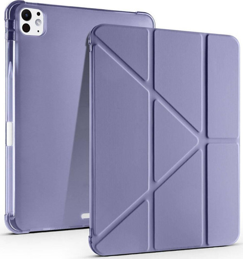 Apple iPad Pro 13 inç 2024 M4 Kılıf Yatay ve Dikey Standlı Uyku Modlu Kalemlikli Arkası Silikon Smart Kılıf