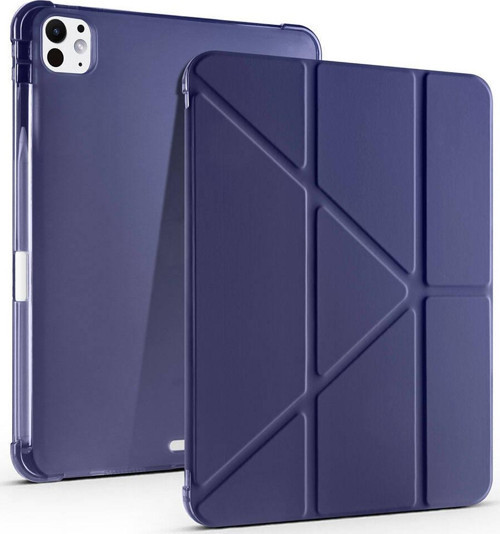 Apple iPad Pro 13 inç 2024 M4 Kılıf Yatay ve Dikey Standlı Uyku Modlu Kalemlikli Arkası Silikon Smart Kılıf