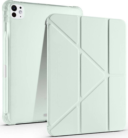 Apple iPad Pro 13 inç 2024 M4 Kılıf Yatay ve Dikey Standlı Uyku Modlu Kalemlikli Arkası Silikon Smart Kılıf