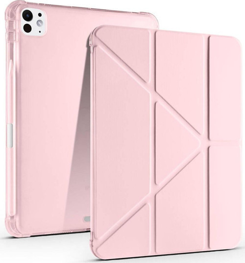 Apple iPad Pro 13 inç 2024 M4 Kılıf Yatay ve Dikey Standlı Uyku Modlu Kalemlikli Arkası Silikon Smart Kılıf