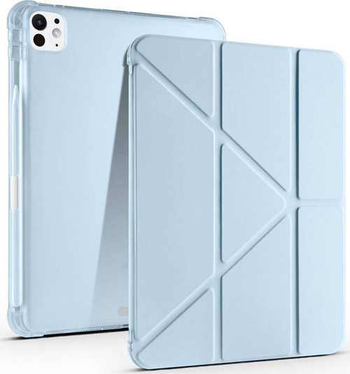 Apple iPad Pro 13 inç 2024 M4 Kılıf Yatay ve Dikey Standlı Uyku Modlu Kalemlikli Arkası Silikon Smart Kılıf