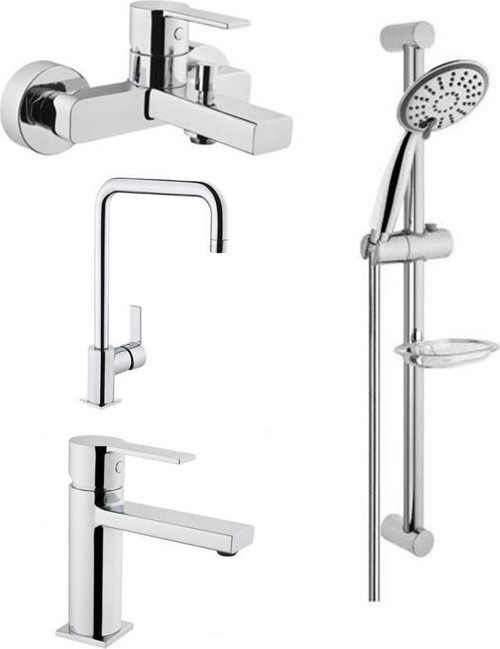 Flo S Banyo + Eviye + Lavabo Bataryası + Artema Slim 3F Sürgülü Duş Seti