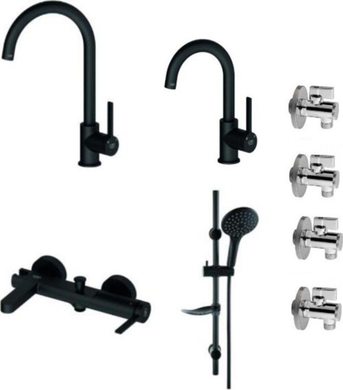 Gildo Siyah Armatür Musluk Batarya Banyo Seti Mtl165-S Mbb165-S Mte165-S Dst57-S