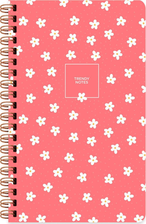 Sert Kapak Çizgili Spiralli Çiçek Defter Minik Papatya 13x21