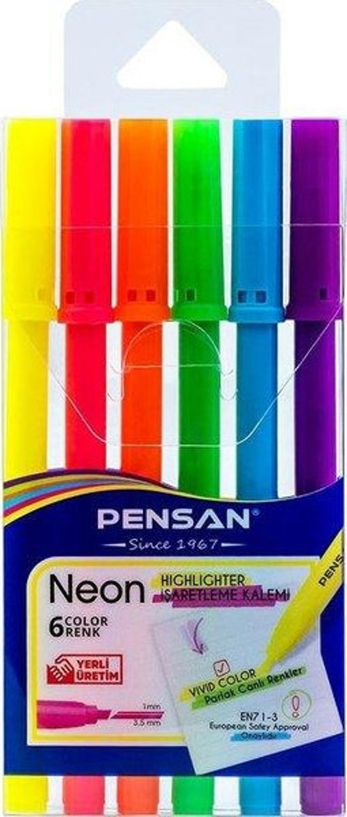 6 Renk Neon Kesik Uç Keçeli Kalem Pe99095Kç6