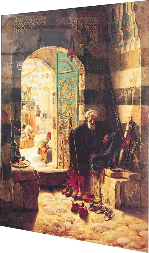 Ünlü Ressam Tabloları Şam'daki Büyük Caminin Kapısında Gustav Bauernfeind Cam Tablo