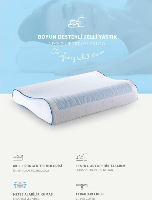 Visco Soğutucu Jelli Boyun Destekli Ortopedik Yastık