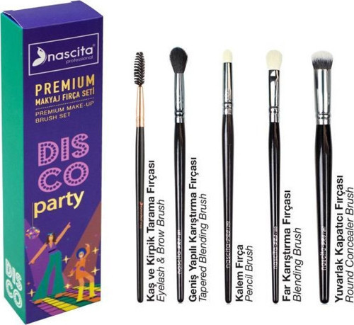 Premium En Sevilen Disco Party 5'li Göz Makyaj Fırça Seti NASBRUSHSET158 Nas 144-261-262-263-267