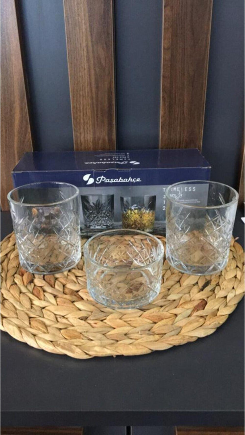 3 parça timeless viski keyfi seti - 2 viski bardağı + 1 çerezlik kase