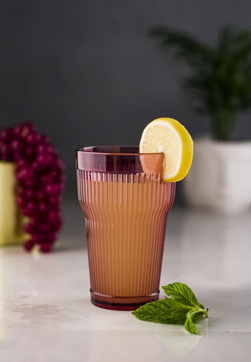 Akrilik Mürdüm Tekli Uzun Bardak & Su Meşrubat Bardağı 400 ml ( Cam Değildir )