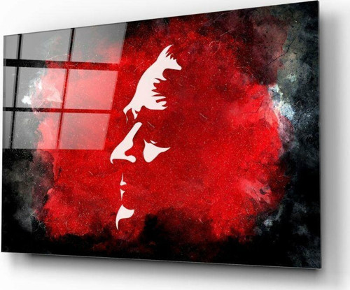 Kırmızı Beyaz Atatürk Silüeti Cam Tablo | Hediyelik, Dekoratif, Ofis, Mutfak