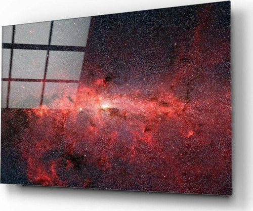 Kırmızı Nebula Cam Tablo | Hediyelik, Dekoratif, Ofis, Mutfak