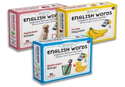 English Words - İngilizce Kelime Kartları Seti - 3 Kitap Takım