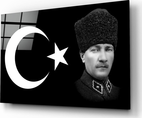 Türk Bayrağı ve Atatürk Cam Tablo | Hediyelik, Dekoratif, Ofis, Mutfak