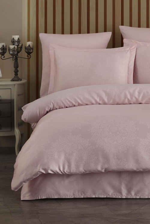 Laura Home Tencel Jakar Nevresim Takımı Çift Kişilik - Nothingham Pudra