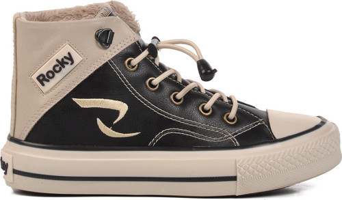 Siyah-Bej İçi Kürklü Bilek Boy Çocuk Sneaker 005-F