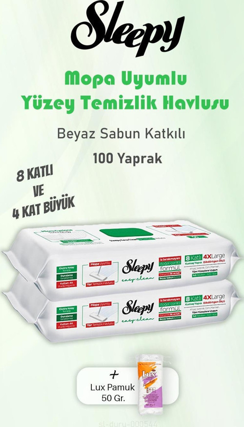 100 Yaprak Beyaz Sabunlu Yer Temizlik Havlusu ve 50 gr Pamuk