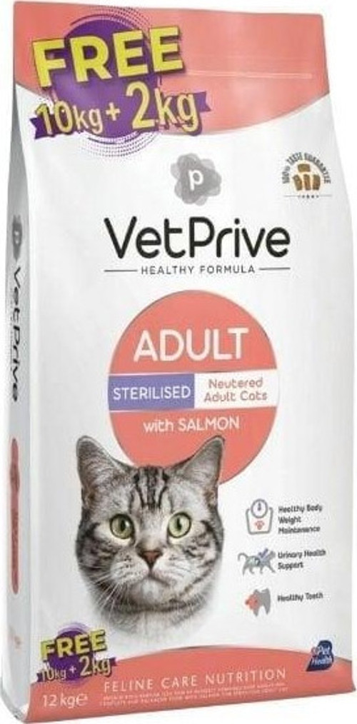 Sterilised Somonlu Yetişkin Kısırlaştırılmış Kedi Maması 10+2 Kg Hediyeli