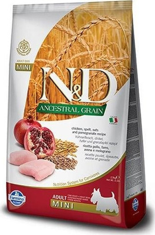 Düşük Tahıllı Tavuk ve Narlı Küçük Irk Yetişkin Köpek Maması 2.5 Kg