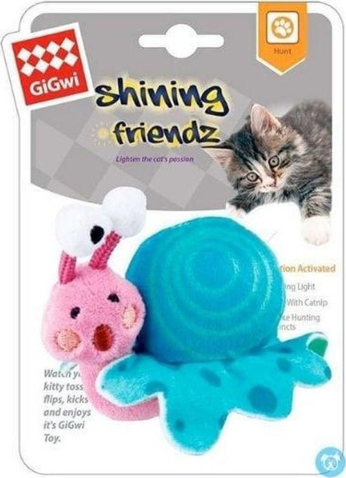 Catnipli Işıklı Salyangoz Peluş Kedi Oyuncağı 12 Cm Mavi/Pembe