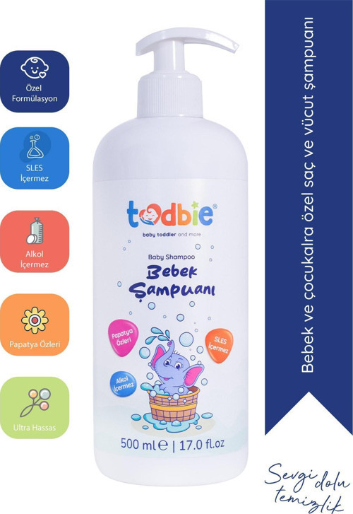 Bebek Saç & Vücut Şampuanı, Yeni Doğan, Göz Yakmayan,Boyasız,Alkolsüz,Parabensiz,Sles içermeyen şampuan 500 ml