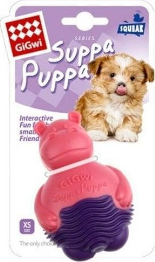 Suppa Puppa Hipopotam Plastik Köpek Oyuncağı Pembe/Mor 9x6.5x5 Cm