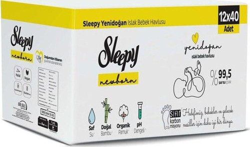 Natural Yenidoğan Islak Mendil 12X40 (480 Yaprak)