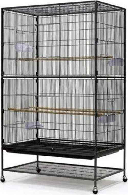 Tekerlekli Ayak Geniş Papağan Kafesi Siyah 90x58.4x152.4 Cm