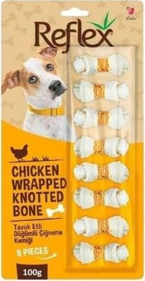Tavuk Etli Çift Düğümlü Sekizli Çiğneme Kemiği Köpek Ödülü 100 Gr