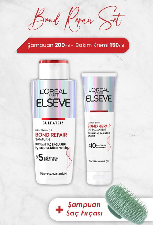 Bond Repair Şampuan 200 Ml, Bakım Kremi 150 ml Ve Şampuan Fırçası