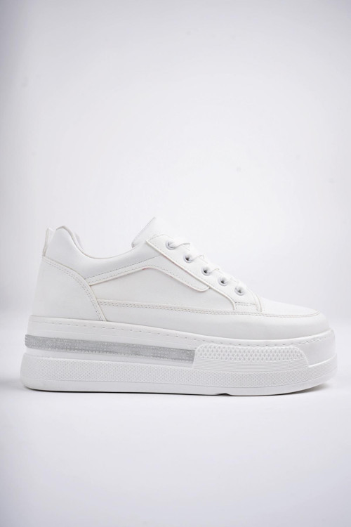 TOMOVA Garantili Günlük Kalın Taban Bağcıklı Taşlı Kadın Sneaker Spor Ayakkabı