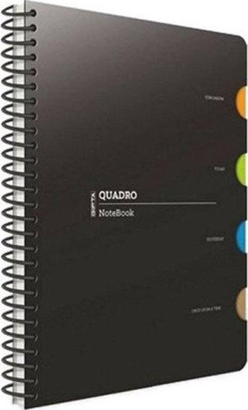 Quadro A4 150 Yaprak Kareli 4 Seperatörlü Spiralli Plastik Kapaklı Defter