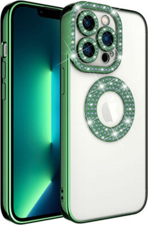 İphone 13 Pro Kılıf Kamera Korumalı Taş Süslemeli Arkası Şeffaf Asya Kapak