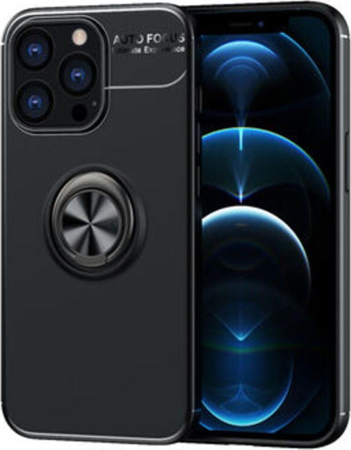 İphone 13 Pro Max Ultra Koruma Sağlayan Stant Özellikli Yüzüklü Ravel Silikon Kılıf
