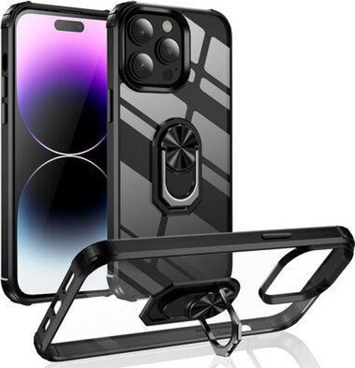İphone 14 Pro Max Yüzüklü Ve Kenarları Renkli Köşe Korumalı Mola Premium Pc Silikon Kılıf