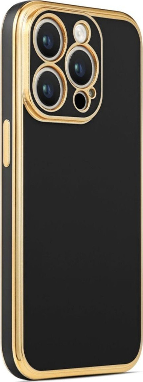 İphone 14 Pro Parlak Yapılı Ve Kenarları Altın Görünümlü Şık Bark Premium Silikon Kılıf