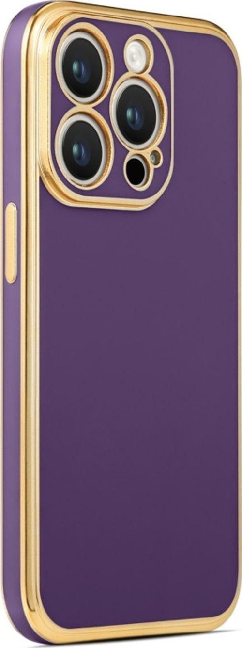 İphone 14 Pro Parlak Yapılı Ve Kenarları Altın Görünümlü Şık Bark Premium Silikon Kılıf