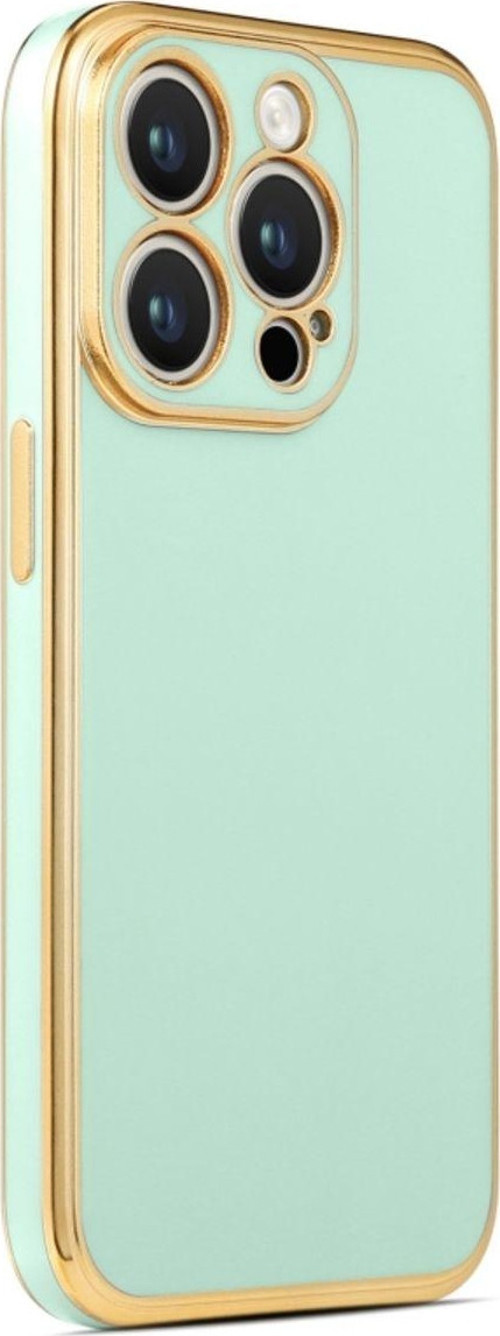 İphone 14 Pro Parlak Yapılı Ve Kenarları Altın Görünümlü Şık Bark Premium Silikon Kılıf