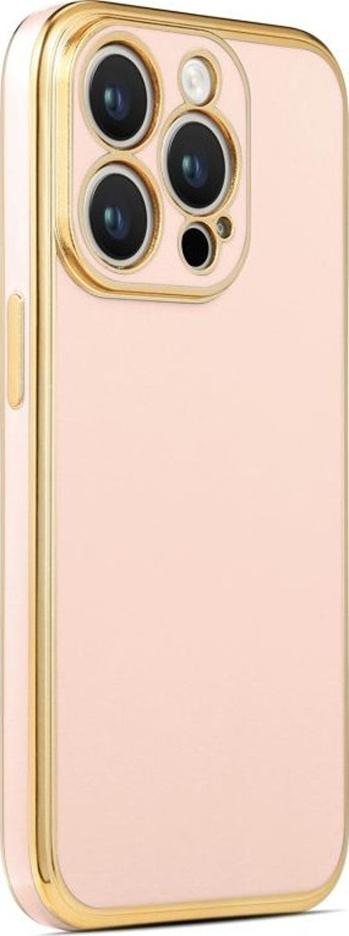 İphone 14 Pro Parlak Yapılı Ve Kenarları Altın Görünümlü Şık Bark Premium Silikon Kılıf