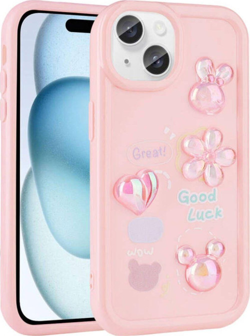 İphone 14 Kılıf Kabartma Figürlü Parlak Toys Silikon Kapak