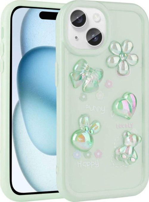 İphone 14 Kılıf Kabartma Figürlü Parlak Toys Silikon Kapak