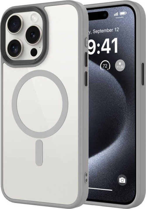 İphone 15 Pro Max Kılıf Şık Tasarımlı Wireless Şarj Özellikli Flet Magsafe Kapak