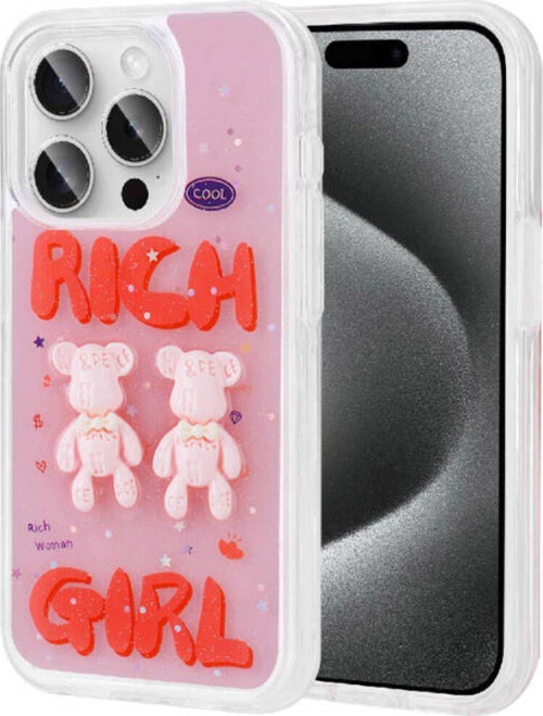 İphone 15 Pro Max Kılıf Kabartma Figürlü Parlak Şık Minimini Silikon Kapak