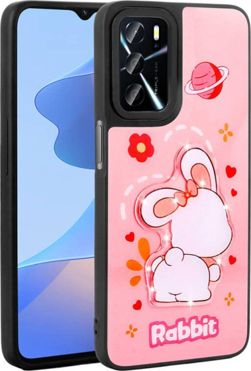 Oppo A55 4G Parlak Kabartmalı Ve Sevimli Figürlü Şık Amas Silikon Kılıf