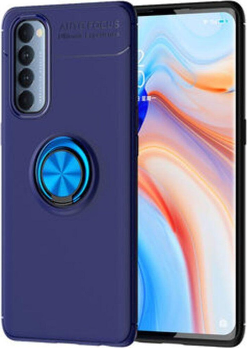 Oppo Reno 4 Pro 4G Ultra Koruma Sağlayan Stant Özellikli Yüzüklü Ravel Silikon Kılıf