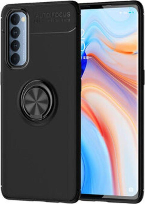 Oppo Reno 4 Pro 4G Ultra Koruma Sağlayan Stant Özellikli Yüzüklü Ravel Silikon Kılıf
