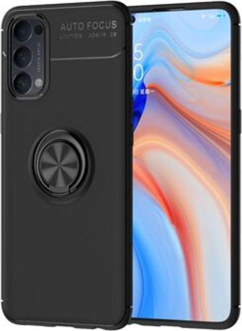 Oppo Reno 4 Ultra Koruma Sağlayan Stant Özellikli Yüzüklü Ravel Silikon Kılıf