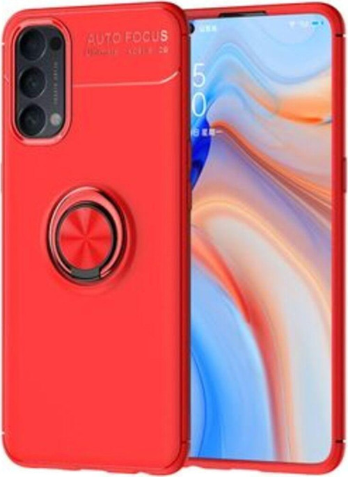 Oppo Reno 4 Ultra Koruma Sağlayan Stant Özellikli Yüzüklü Ravel Silikon Kılıf