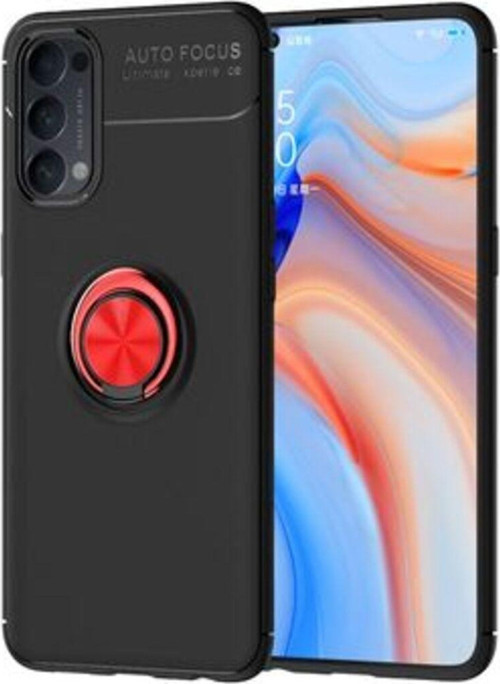 Oppo Reno 4 Ultra Koruma Sağlayan Stant Özellikli Yüzüklü Ravel Silikon Kılıf